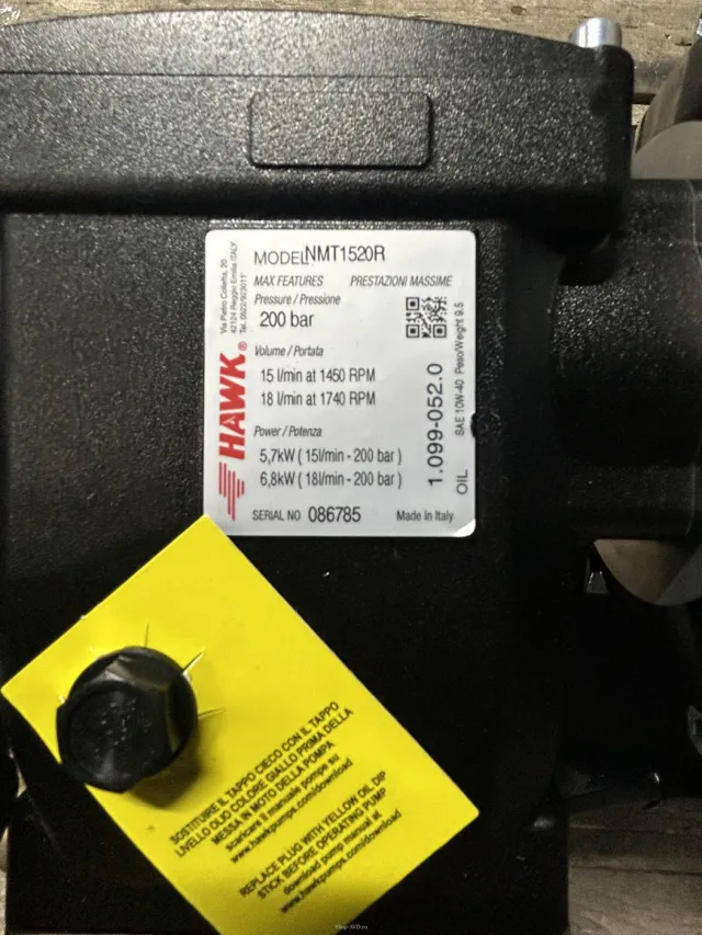 АВД Тритон 200 бар, 15 л/мин, 5,5 кВт, 380 В, на тележке (Total Stop, насос HAWK)