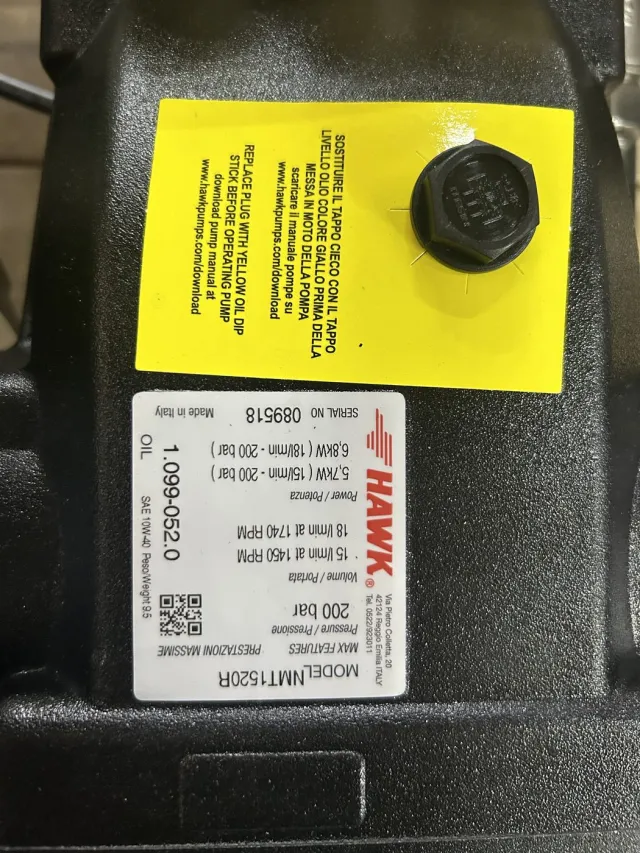 АВД Тритон 200 бар, 15 л/мин, 5,5 кВт, 380 В, на раме (Total Stop, насос HAWK, двигатель TOR)